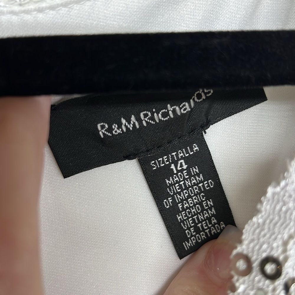 R & M Richards White Lace Sequin Maxi Dress Wedding Guest Women's Size 14 - Picture 4 of 6